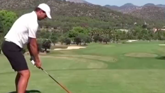 Legendary tennis player Rafael Nadal shows off UNORTHODOX golf swing!
